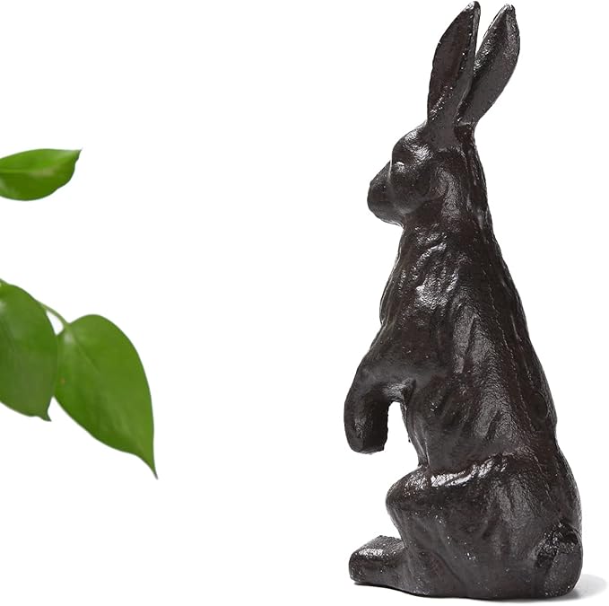 BRASSTAR Cast Iron Standing Rabbit Statue Outdoor Garden Patio Yard Indoor Home Animal Figurine Decorative 7.1''(H) TQGJPT306