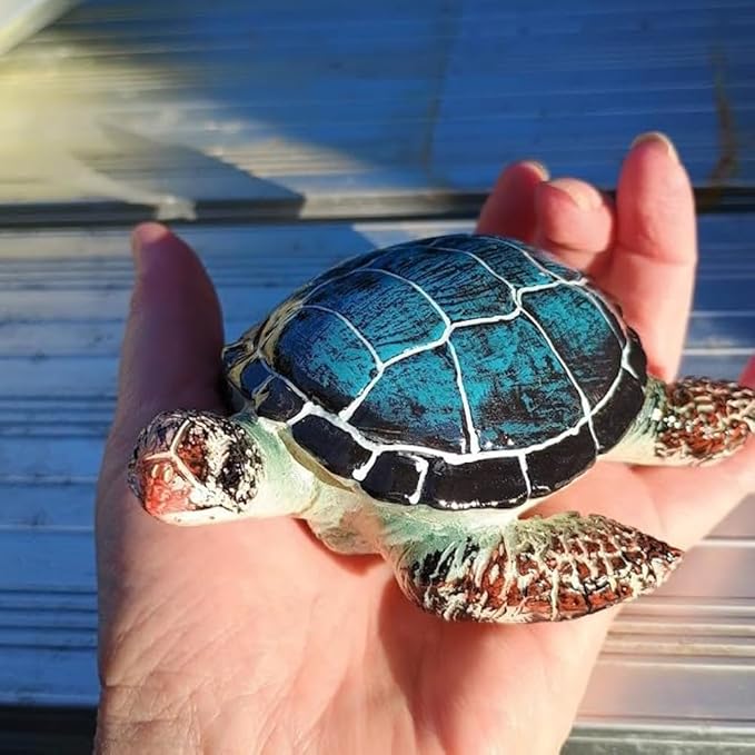 Purple Star Small Turtle Figurine Sea Turtles Figurine Little Resin Turtle for Garden Coastal Beach Decor Outdoor Outside Pond Yard Ornaments Decorations Mini Statue Women Mother Gifts Blue