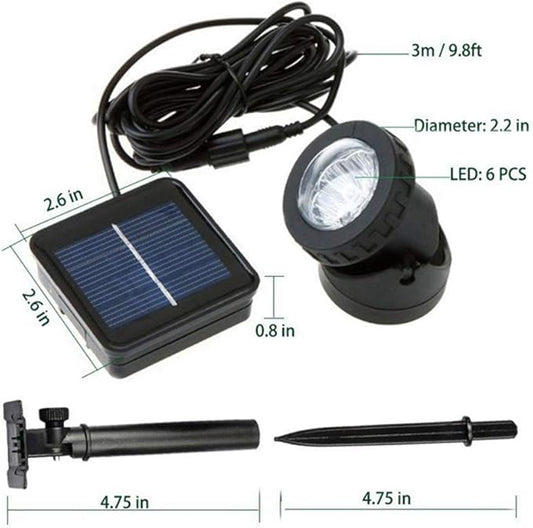 Solar Spot Light Outdoor - LED Waterproof Pond Light Underwater Spotlight with Dark Sensing Auto On/Off, Adjustable Angle for Pool, Fountain, Garden, Fish Tank