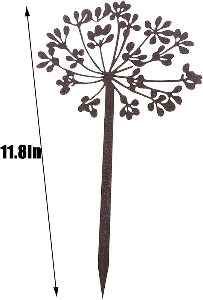 QAZXCDEW-Metal Flowers for Outside,Rusty Garden Decorative Stakes 5 Patterns for Deck, Garden Patio, Yard, Outdoor Decor-5pcs