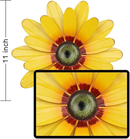 YEAHOME Sunflower Garden Decor, 11'' Metal Flower Wall Decor, Yard Hanging Wall Art Decorations for Kitchen, Bathroom, Living Room, Spring Boho Art for Indoor Outdoor