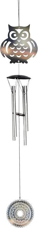 Spoontiques Owl Metal Wind Chime - Outdoor Garden Décor - Decorative Chimes for Yard, Garden, Backyard and Patio Decoration
