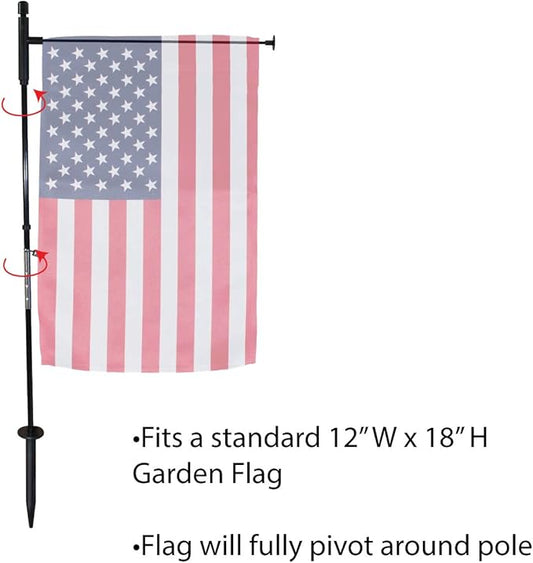 In the Breeze 4583 Pivoting Low-Profile 30 Inches High by 15 Inches Wide Garden Flag Pole, Black