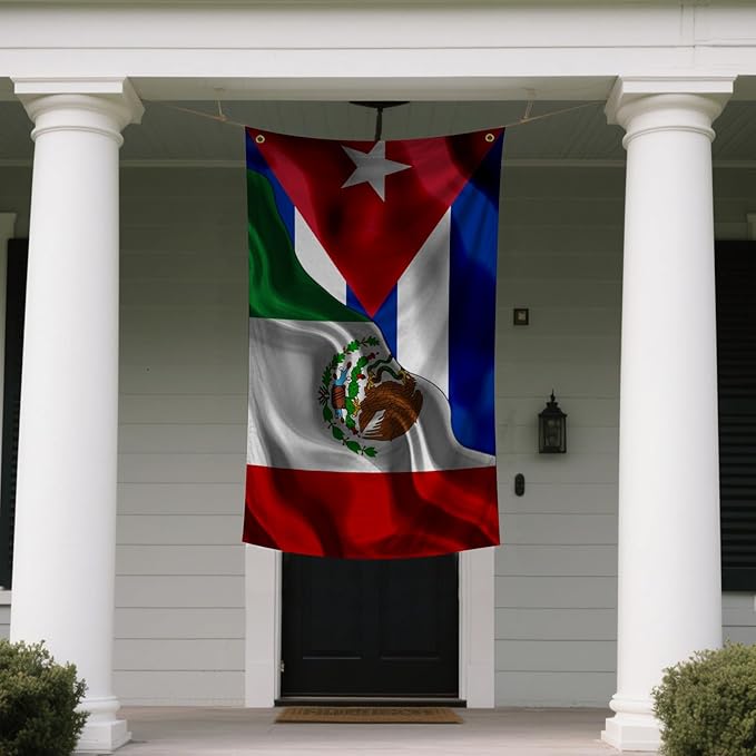 Cuba Cuban And Michoacan Mexico Mexican Flag 3x5 Ft Double-Sided Printed Indoor/Outdoor Flag Polyester Fabric Decorative Banner With 2 Brass Grommets 3x5 Foot National Flags For Outside