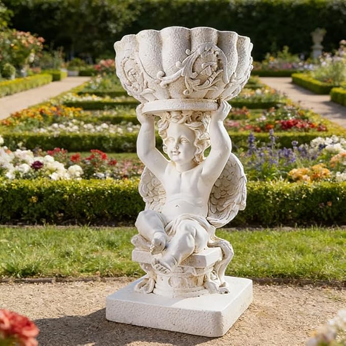 Decorative Roman Column Pedestal, English Rosette Indoor Outdoor Sculptural Garden Plinth Base Statue Riser, Weatherproof Sturdiness Plinth Base Statue Riser for Statues, Flower Pots, Decor, Cast Stone Resin (1449)