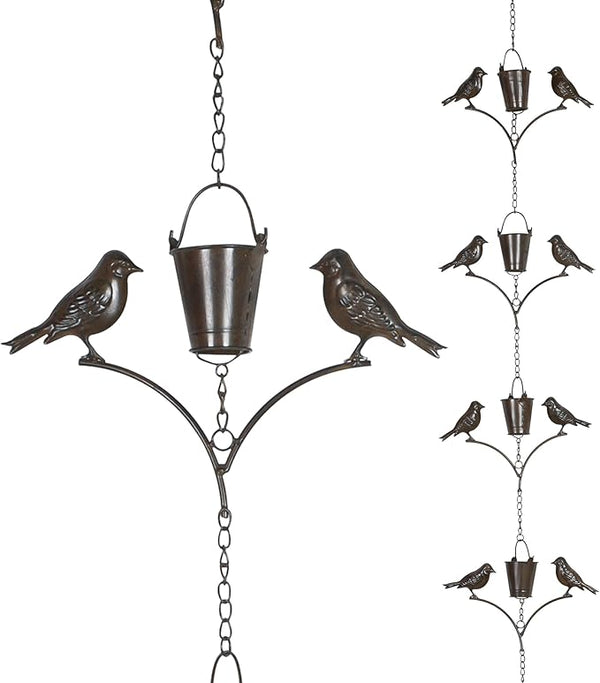 Topadorn Rain Chain Outdoor Decoration 6.3 FT, Rain Catcher Metal Chain Gutter Downspout 76'' for House Eaves, Garden & Yard, Adjustable Rain Catcher Chain for Gutters