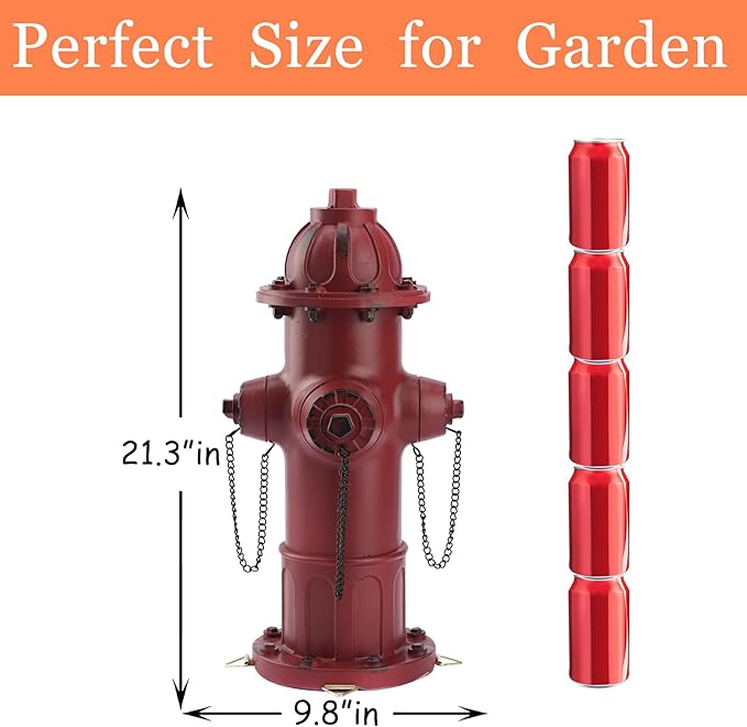 Realistic Resin Fire Hydrant Statue for Potty Training Dogs - Dog Fire Hydrant Pee Post, Weather-Resistant Garden Decor,Outdoor Garden & Lawn Ornament(Suitable for Any Size Dog;21In;Retro Red)