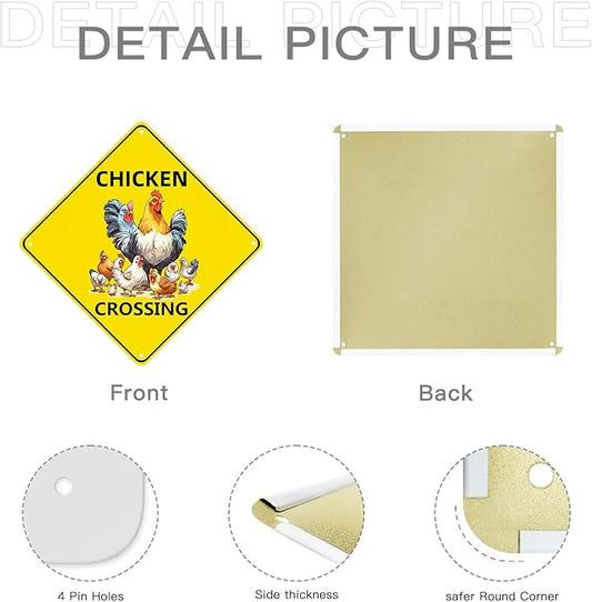 Chicken Crossing, Chicken Coop Signs for Chicken Crossing Bundle 2 Pieces Nene Crossing Farmhouse Wall Decor Garage Retro 12X12 Inch