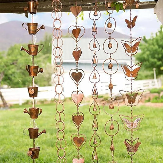 Hanging Rain Chain for Gutters,Metal Decorative Rain Catcher Gutter Chains with Bells,for Outside Garden Patio Home Wall Art Ornaments,Creates Soothing Sound (A)