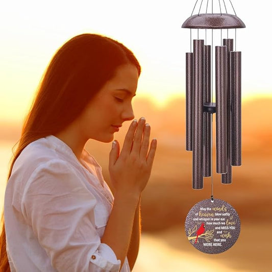 Personalized Memorial Wind Chimes Outdoor, Cardinal Wund Chimes for Loss of Loved One, 36Inch Custom Sympathy Wind Chimes Deep Tone, Condolences Gifts for Funeral (Produced in USA)