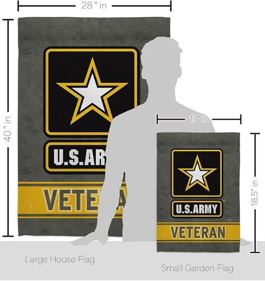 US Army Veteran Garden House Flag - Kit Armed Forces Rangers United State American Military Retire Official - Decoration Banner Small Yard Gift Double-Sided Made in USA 28 X 40