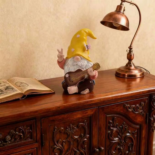 Garden Hippie Gnome Decor Statue,Funny Garden Gnomes with Peace Sign Decor Outdoor ,for House,Lawn,Patio and Porch, Gifts for Friend,Family. (Yellow)