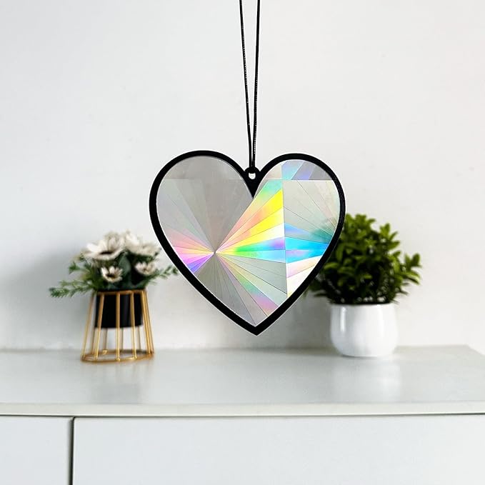 Colorful Suncatcher Rainbow Maker Prism Heart Shape Acrylic Pendant for Window Hanging Home Garden Party Wedding Ornament Gift