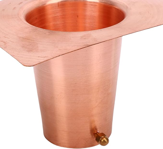 Luocute Rain Chains, 5.1 x 3.7in Pure Copper Gutter Adaptor with Brass Bolts for Rain Chain Installation, Drainage Gutter Pipe Adapter for Downspout Installation