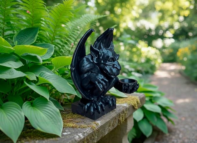 OLOMA Gargoyle Garden Statue for Outdoor Use Mythical Creature Sculpture Gothic Fantasy Decor Heavy Stone Statue with Protective Resin Coating Durable Decorative Accent for Landscape Design