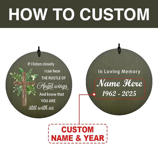 Personalized Wind Chimes, 36inch Memorial Gifts Loving Memory of Dad/Mom, Jesus Mourn Wind Chimes, Custom Name Cross Wind Chime for Loss of Loved Ones Outside (Produced in USA)