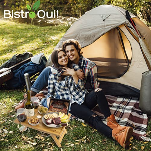 Portable Wine Table, a Folding Mini Picnic Snack Tray for the Beach, Camping, RV, Outdoor Concerts, Breakfast in Bed or Before the Fire