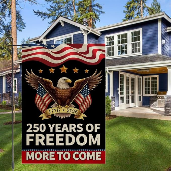 ZXvZYT 250 Years America Garden Flag,Eagle Design,USA 250th Anniversary Patriotic Design Flags Banner Double Sided Flax Outdoor Yard Decorative(12"x 18")