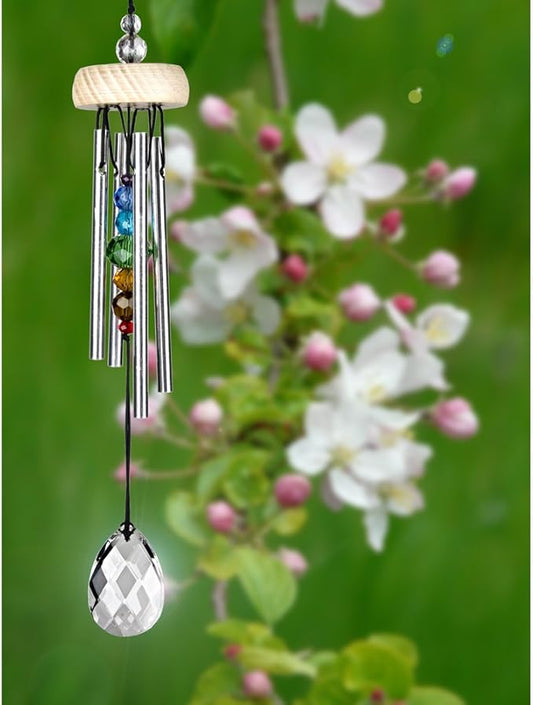 Woodstock Wind Chimes for Outside, Garden, Patio, Porch and Outdoor Decor (10'') Gem Drop Chime Prism Small Wind Chimes Christmas/Hanukkah Gifts (GEMPR)
