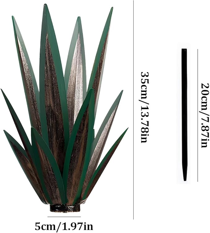 Large Tequila Rustic Sculpture, Wind Resistant Metal Agave Plants Garden Art for Outdoor Home Decor, DIY Hand Painted Metal Agave Yard Sculpture Statue Garden Lawn Ornament Gift (1, Green)