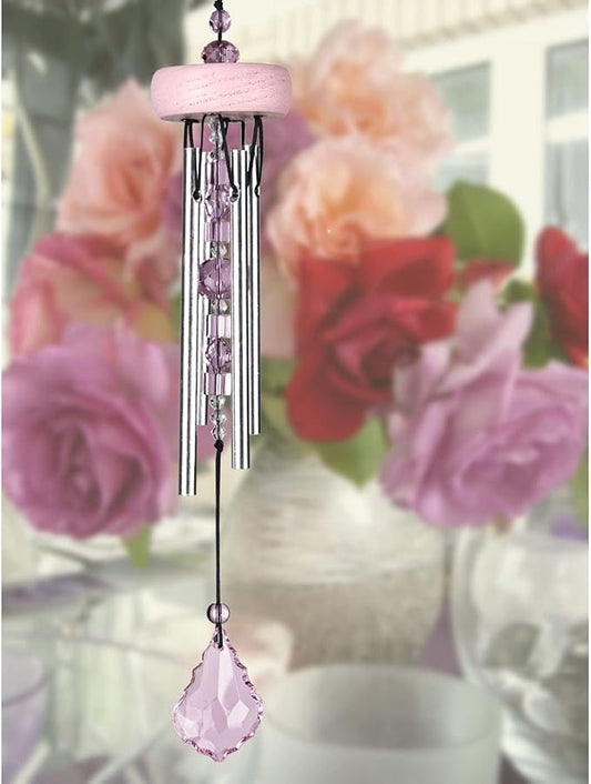 Woodstock Chimes Signature Collection, Gem Drop Chime, 10'' Rose Décor Designs - Small Chimes Wind Chimes for Outdoor, Patio, Home or Garden Décor (GEMRO)