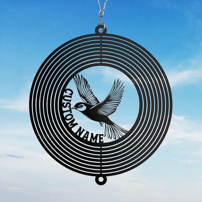 Personalized Canary Metal Wind Spinner, Custom Hanging Decoration for Outdoor Spaces, Kinetic Bird Ornament, Garden Gift (Canary Garden Wind Spinner)