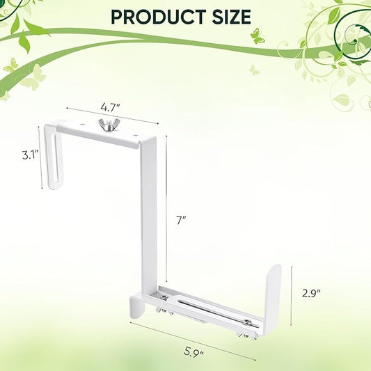 VIVIKEN Adjustable Planter Box Bracket, Flower Box Holder Brackets for Deck Railing, Window Box Hanging Brackets for Patio Garden Fence Pergola Balcony Supporting Heavy Planters-4 Pack