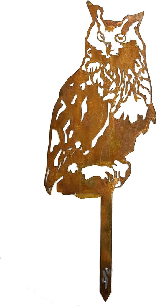 Garden Outdoor Decoration Rusty Metal Art Corten Steel Animal Decor Owl Handmade Bird for Yard Lawn Trees Fences Gates Windows Walls Grass, 3pcs