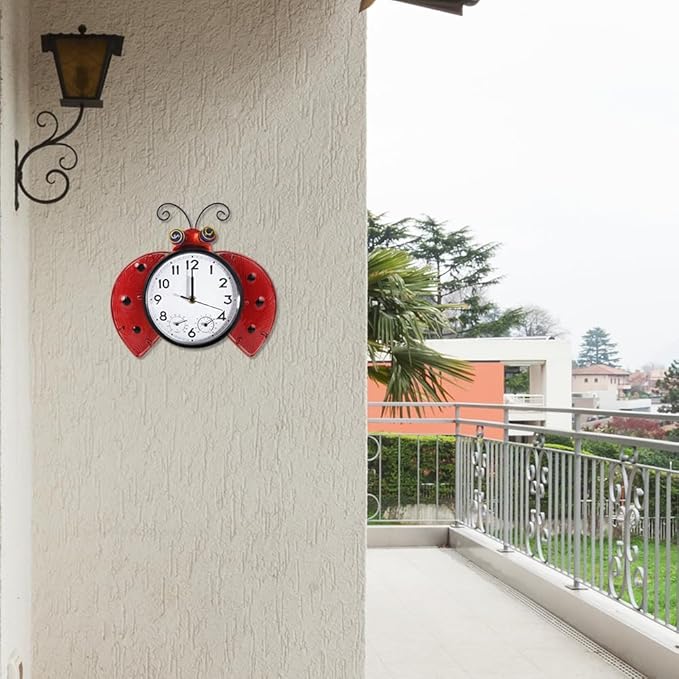 Outdoor Clock Silent Non-Ticking, Outdoor Wall Clocks with Thermometer & Humidity, Quartz Clocks Decor for Patio Garden Living Room