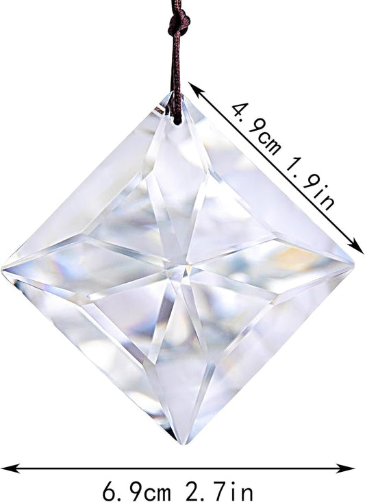 HDCRYSTALGIFTS 2PCS 50mm Clear Crystal Sun Catcher Prisms, Hanging Suncatchers with Glass Prism, Rainbow Maker for Windows, Balcony, Kitchen, Garden, Christmas Tree Decoration