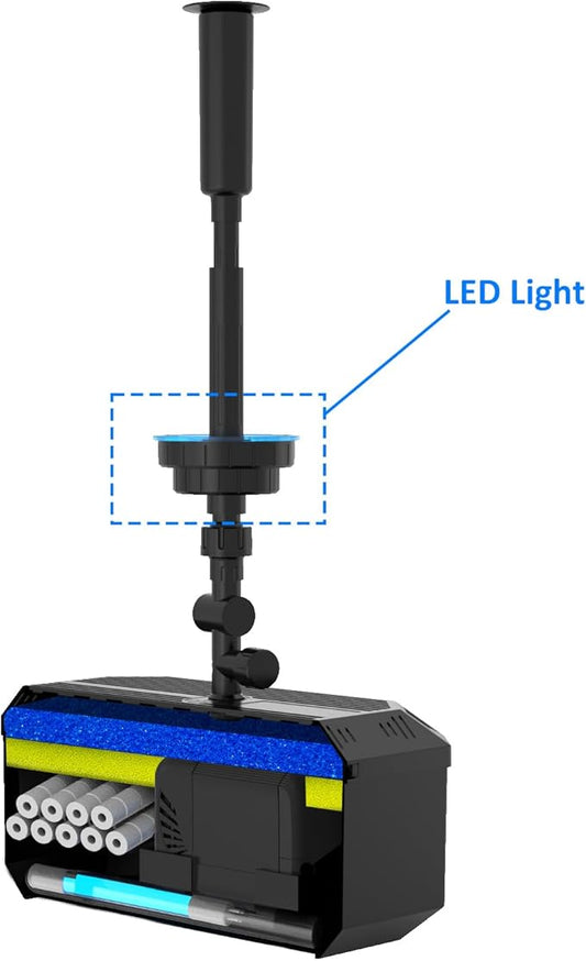 Upgradeable LED Light with 10ft Power Cord for Pond Fountain Kits, Including 1 x LED Light, for Models CF1500/2000/3000