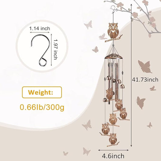 Owl Wind Chimes for Outside,Gardening Gifts for owl Lover,Women,Men,Mom,Birthday Party Decorations,Memorial Gifts,Wind Chimes Outdoors,Indoors,Room,Home,Wall,Garden,Patio,Yard Decor
