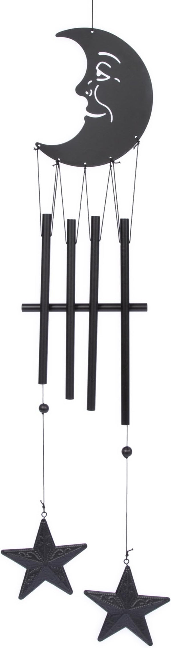 Dawhud Direct 24-inch Moon and Stars Wind Chimes for Outdoor Decoration - Unique Garden Decor for Women, Mom, Grandma, Unisex