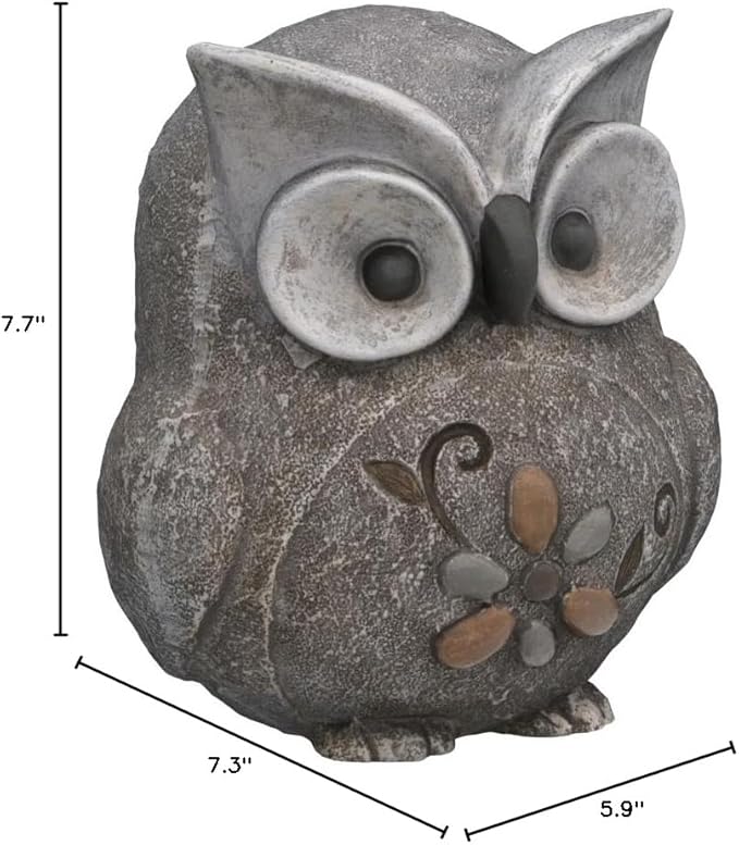 Roman 7.75" H Pebble Owl Statue Pudgy Pals, Garden Decor, Garden Gift