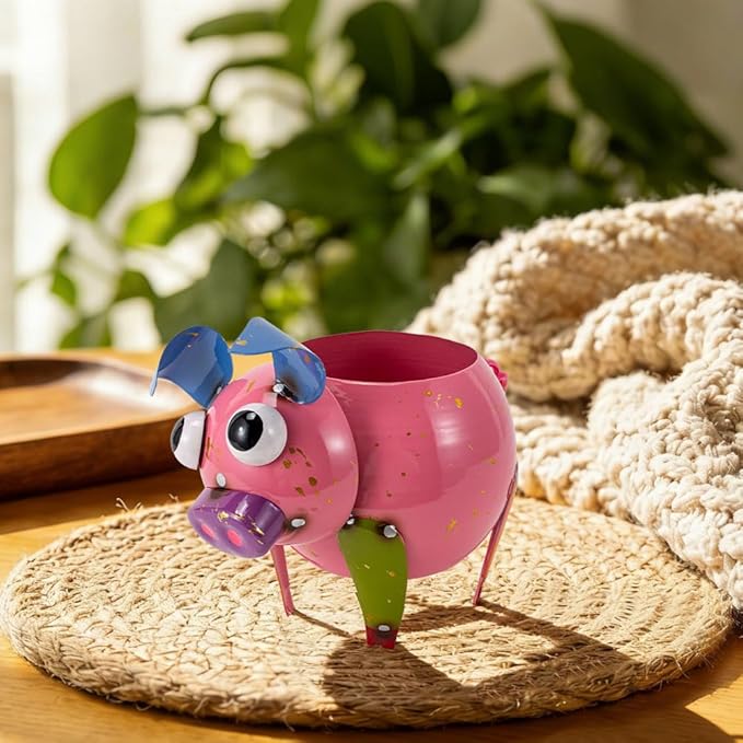 Oak & Lore Outdoor Metal Pig Garden Statues, Whimsical Farm Animal Garden Sculptures & Statues for Patio, Lawn & Backyard Decor
