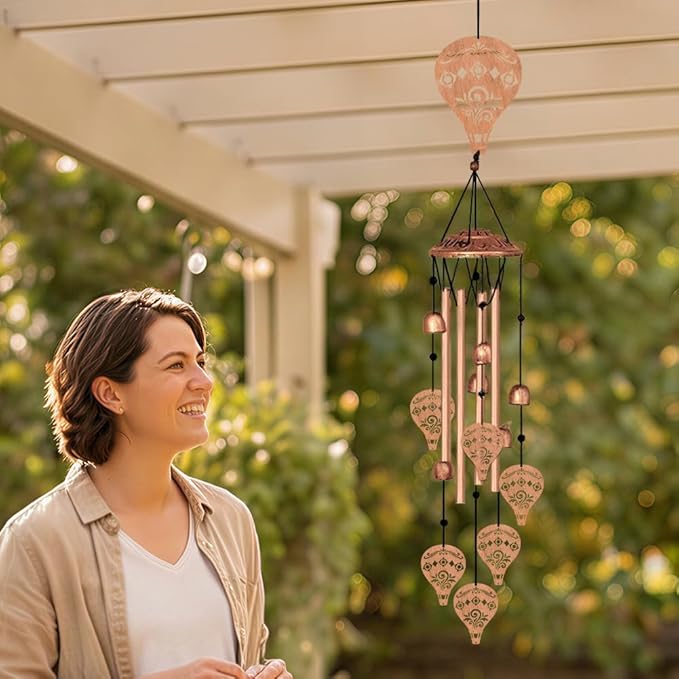 Hot Air Balloon Style Metal Wind Chimes for Outside, Waterproof Aluminum Windchimes with Hook for Outdoor Garden Patio Porch Decor, 33“ Memorial Wind Chimes Friendship Gifts for Women