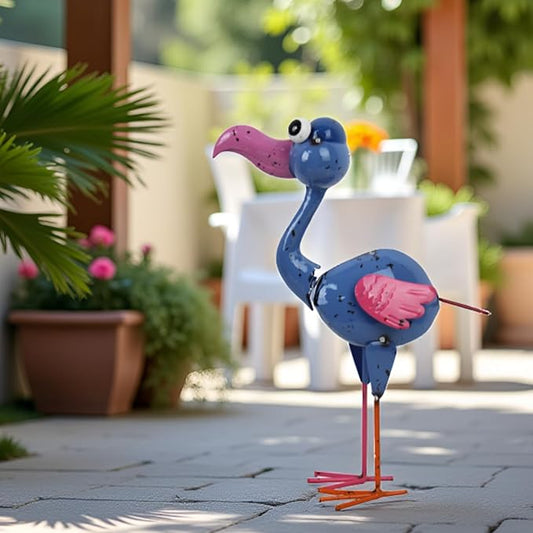 Metal Flamingo Statue Outdoor Garden Decor- Garden Statue Decor Yard Art for Lawn, Backyard - Unique Animal Figurine for Birthday, Housewarming, Christmas