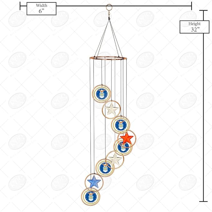 Red Carpet Studios 15182 Patriot Spiral Wind Chime, Air Force