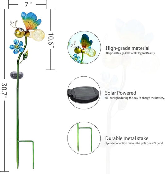 Bshine Solar Bee Outdoor Garden Decorative Lights, Waterproof Metal Stake Solar LED Lights Garden Decor Backyard, Pathway, Path, Lawn Ornaments for Woman Mom, Valentine's Day Outdoor Decor