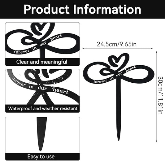Memorial Grave Stake, Forever in Our Hearts Grave Marker, Heart Grave Decorations for Cemetery, Metal Cemetery Decorations for Grave, Yard, Garden, Remembrance Grave Plaque for Mom Dad Friends