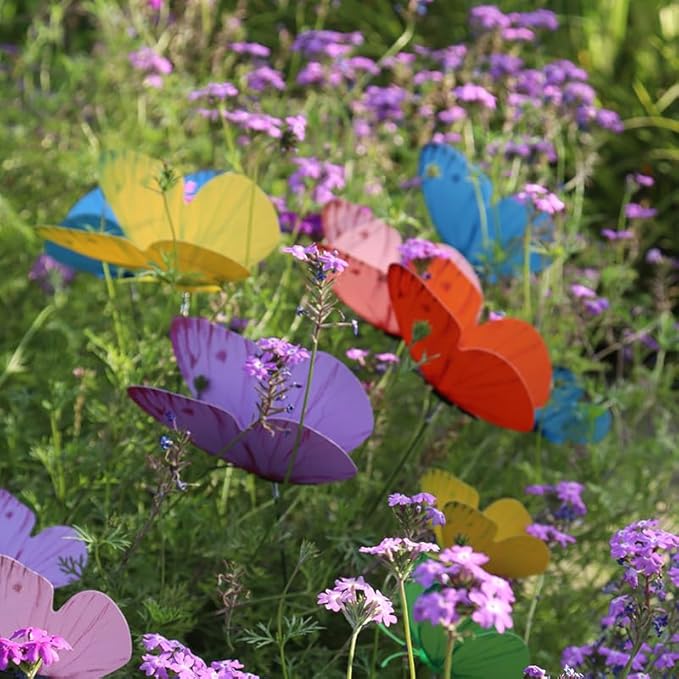 VininMayii,24PCS(6 Colours X 4) Butterfly Garden Stakes,Waterproof Outdoor Yard Art,Vibrant Realistic Plant Picks for Flower Beds,Planters and Patio,Fluttering Whimsical Decor for Spring and Memorials