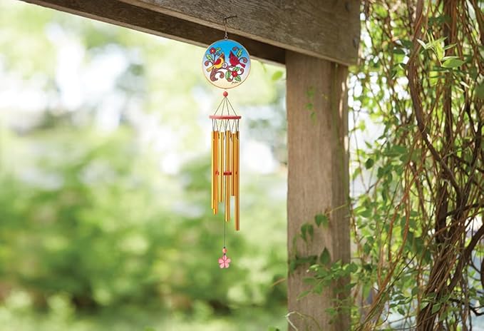Enesco Jim Shore Heartwood Creek Cardinal Birds on Branches with Flowers Wind Chime - Decorative Hanging Metal Tube Wind Chimes Indoor Outdoor Patio Home Decor Windchime, 28 Inch