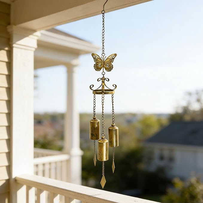 Outdoor Wind Chimes, Butterfly Wind Chimes, cast Iron Craft. for Terrace Garden Decoration, Home Gifts.