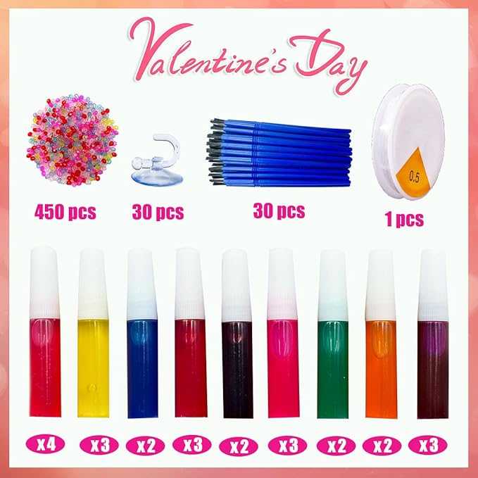 AUEKIV Valentines Suncatcher Crafts Kit 30 Sets Heart Suncatchers Window Art Paint Sun Catcher DIY Craft Kits Heart for Valentine's Day Classroom Activities Party Gift Exchange