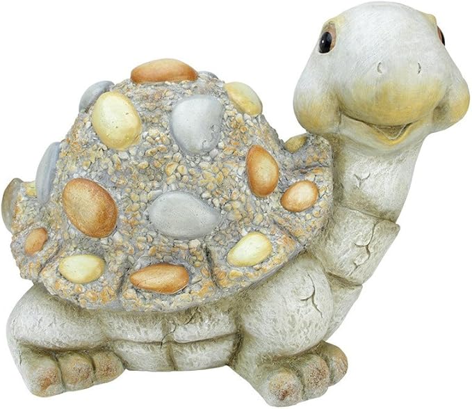 Northlight Weathered Gray Red Blue and Brown Stone-Inspired Tortoise Outdoor Patio Garden Statue, 17.75"