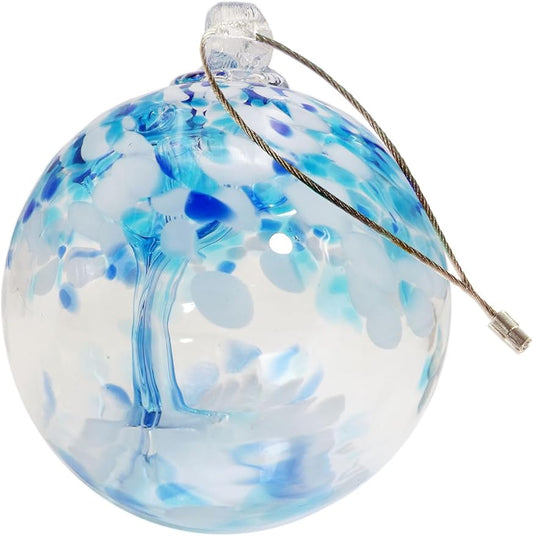 Dale Tiffany Hand Blown Glass, 6" Diameter Aqua, Tree of Life Collection, Witch Globe Hanging Garden Indoor/Outdoor Decorative Ornament Gazing Ball