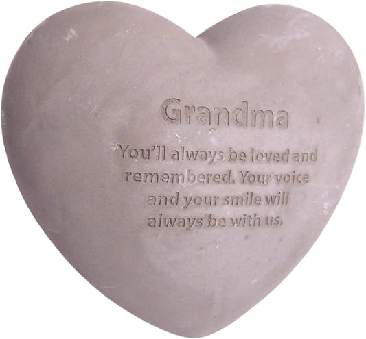 Wowser Heart Shaped Memorial Stone, Sympathy Gift, Remembrance Garden Accent, 6 Inches (Grandma)