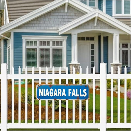 Vintage "NIAGARA FALLS" Tin Sign 16 * 4 Inches, Outdoor Sign for Patio Garage Bedroom Bar, Unique Wall Decor Mens Room Accessories Retro Home Decor