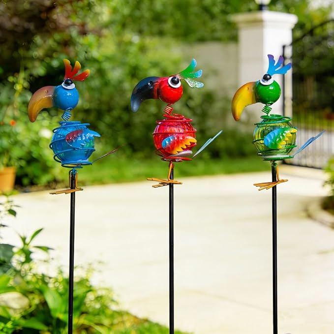 Viveta 3 Pack Garden Solar Lights, Bird Solar Figurine Lights Stake, Decorative Outdoor Solar Lights Waterproof for Garden Pathway Patio