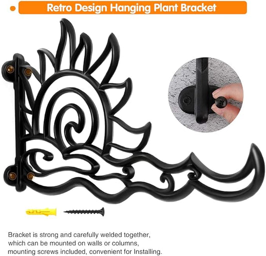 Heavy Duty Plant Hanging Bracket, Moon & Sun Shape Solid Aluminum Plant Hanger, Durable Rust-Resistant Wall Mount Hooks for Hanging Plants Bird Feeder Lanterns Wind Chimes (Set of 2)